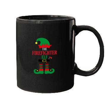 Discover the firefighter elf with axe Mugs