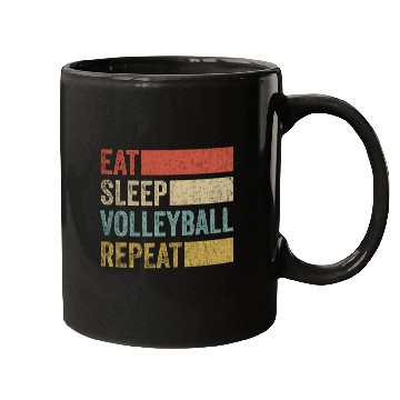 Discover Retro 70s Volleyball Player Men Kids Eat Sleep Mugs