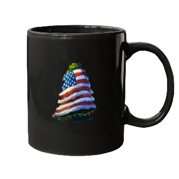 Discover Patriotic Christmas Tree Wrapped In US Flag Mugs