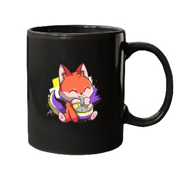 Discover Nonbinary Pride Kawaii Fox Ramen Noodles Non Binar Mugs