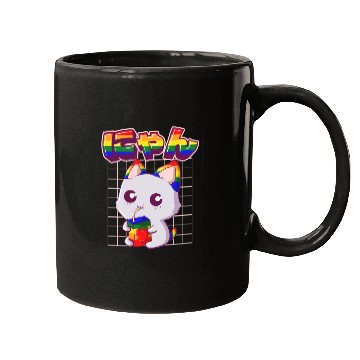 Discover Gay Pride Kawaii Cat Strawberry Milk Rainbow Flag Mugs