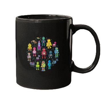 Discover Robots in Space grey fun Robot Mugs
