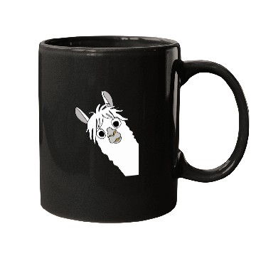 Discover Laughing alpaca comic lama in white with big eyes Mugs