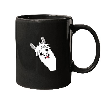 Discover Laughing alpaca comic lama in white with big eyes Mugs