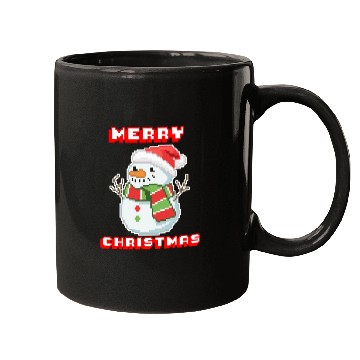 Discover Merry Christmas I Xmas I 8 Bit Pixelated Snowman Mugs