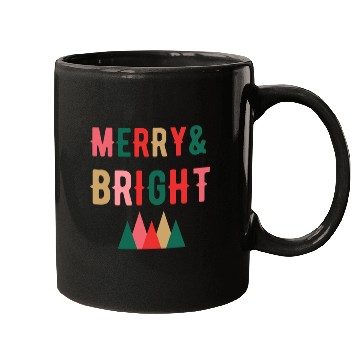 Discover Merry and Bright retro Christmas Mugs Mugs
