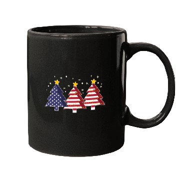 Discover Christmas Tree American Flag Patriot Mugs