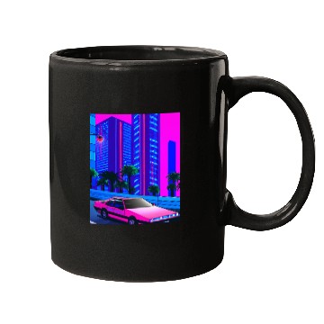 Discover Vaporwave Car Synthwave City Mugs
