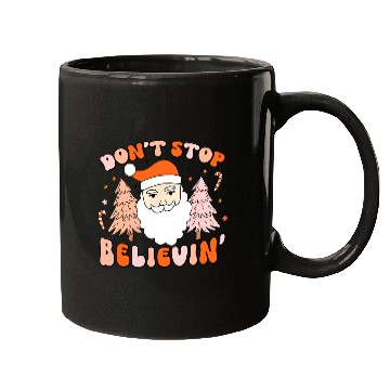Discover Retro Groovy Don't Stop Believin' Christmas Cute Mugs