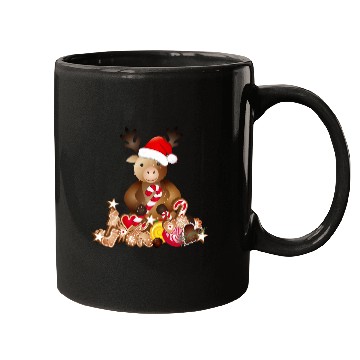 Discover cute reindeer for christmas with santa hat Mugs