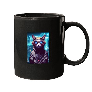 Discover Techno Cat In Japan Neon City Mugs