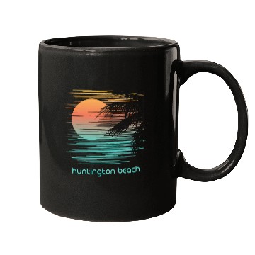 Discover Artistic Huntington Beach California Palm Tree Mugs