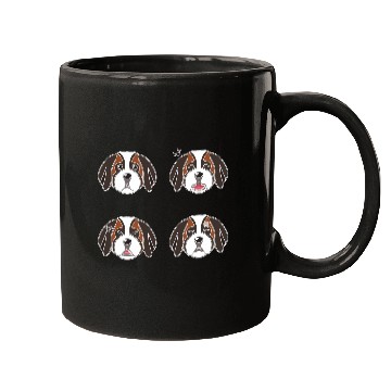 Discover Funny Saint Bernard Dog Cartoon Faces Mugs