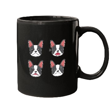 Discover Funny Boston Terrier Dog Cartoon Faces Mugs