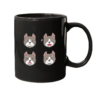 Discover Funny Pitbull Terrier Dog Cartoon Faces Mugs