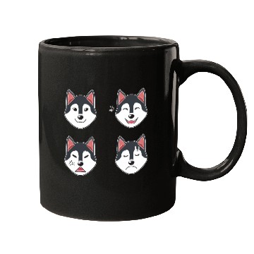 Discover Funny Siberian Husky Dog Cartoon Faces Mugs