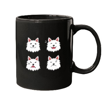 Discover Funny White Dog Cartoon Faces Mugs