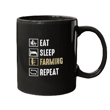 Discover Funny Quote Eat Sleep Farming Repeat Mugs