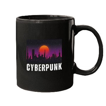 Discover Cyberpunk City Skyline, Science Fiction / Sci-Fi. Mugs