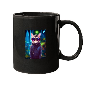 Discover Techno Cat In Japan Neon City Mugs