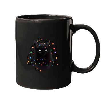 Discover Black Cat christmas light Mugs
