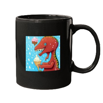 Discover happy dinosaur love ice cream Mugs