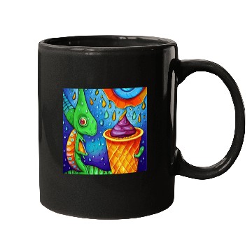 Discover happy dinosaur love ice cream Mugs