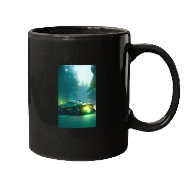 Discover Futuristic grey neon car Mugs