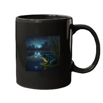Discover Frog and Firefly Friends on the Pond at Night Mugs