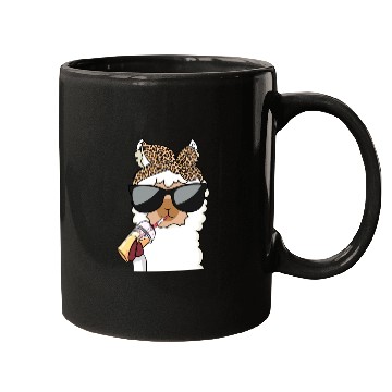 Discover Llama Leopard Girls Women Alpaca Lover Mugs