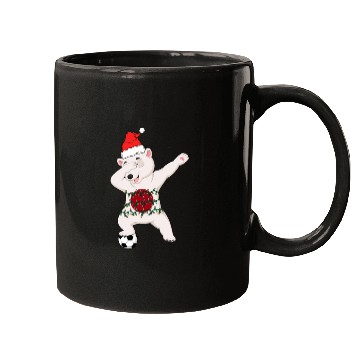 Discover Soccer Boy Dabbing Polar Bear Christmas Hat Mugs