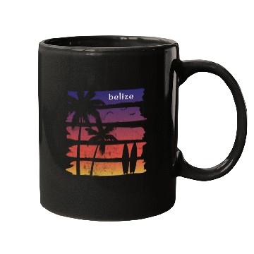 Discover Cool Belize Surfing Fan Beach Palm Tree Mugs