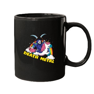 Discover Skeleton Unicorn Rainbow Metal Music Lover Mugs