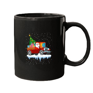 Discover Red jeep pine tree Funny Merry Christmas family Mugs