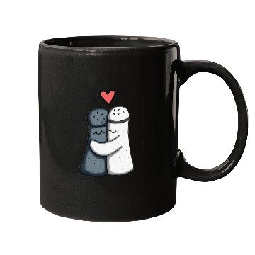 Discover Salt and Pepper Hugging Love : Funny illustration Mugs