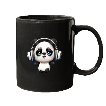 Discover Cute Music Loving Panda Cartoon Mugs