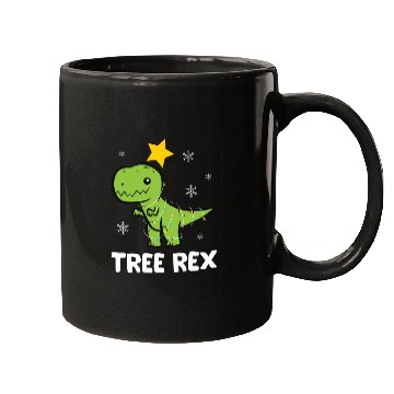 Discover T-Rex - Tree Rex fairy lights star snowflake Mugs