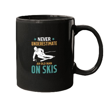 Discover Ski Winter Skiing - Never Underestimate An Old Man Mugs