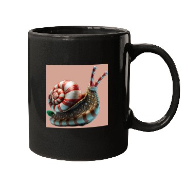 Discover Candy Cane Christmas red and white striped Snail Mugs