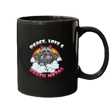 Discover Racoon Love Peace Metal Music Heavy Rock Mugs