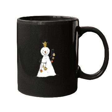 Discover funny snowman with mustache and carrot Mugs
