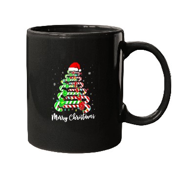 Discover Candy Cane Santa Hat Funny Xmas Tree Merry Mugs
