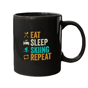 Discover EAT SLEEP SKIING REPEAT Funny ski Mugs, gift