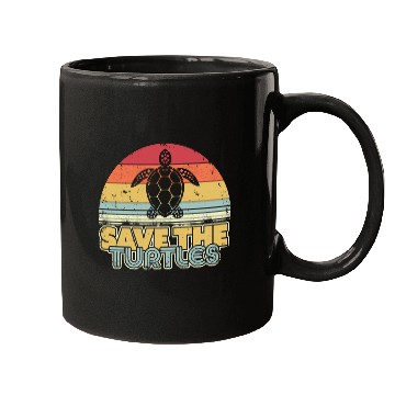 Discover Save The Turtles Retro Style Turtle Mugs