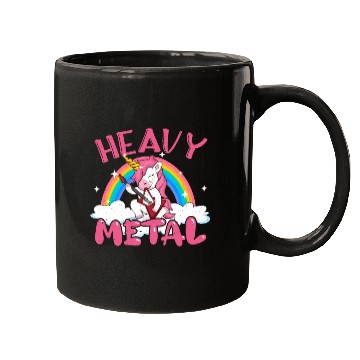 Discover Guitarist Unicorn Rainbow Metal Music Heavy Rock Mugs