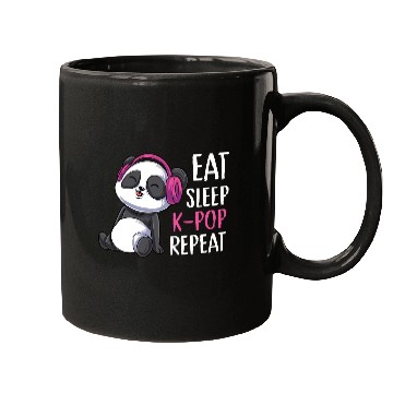 Discover Eat Sleep K-pop Repeat Panda bear korean music Mugs