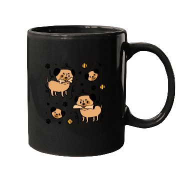 Discover Cute Adorable Pug and Dog Paw Pattern Mugs