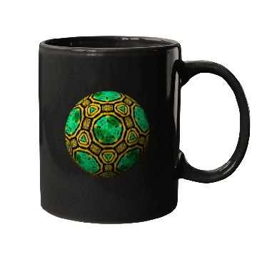 Discover Green 3D Sphere with Gold Symmetric Shapes Mugs