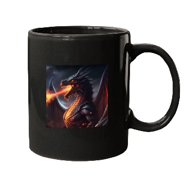 Discover Dark Fantasy fire breathing dragon version 2 Mugs
