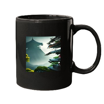 Discover Japanese temple on the hill Mugs